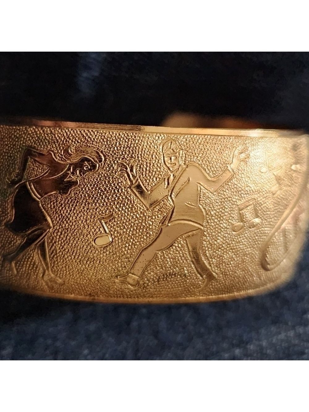 Vintage Brass Big Band Themed Cuff Bracelet, Jazz Band Bracelet